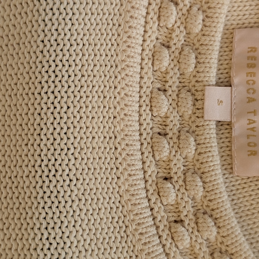 Rebecca Taylor Size S, Cream cotton sweater with soft ruffles front, back. - Picture 4 of 6
